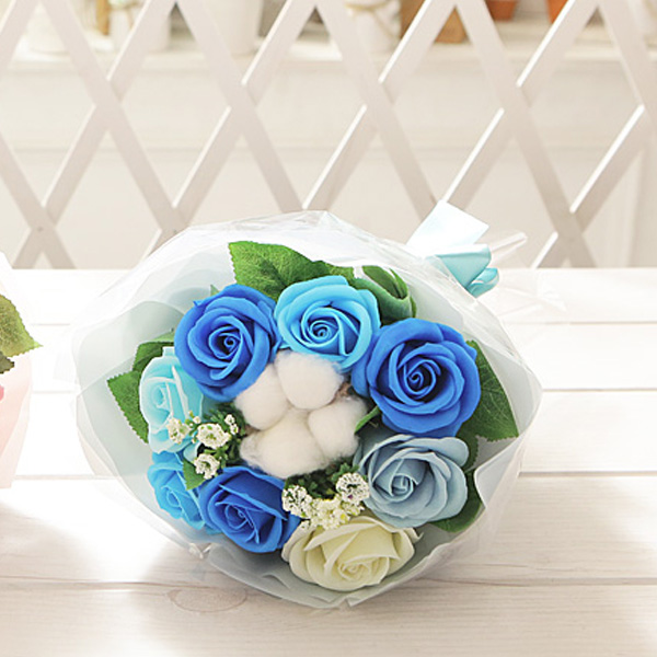 [CO] 코튼 로즈 꽃다발 블루 로즈데이 성년의날