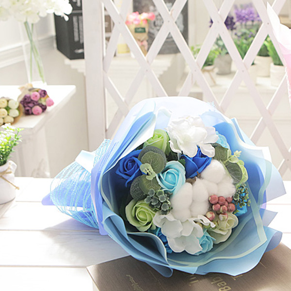 [CO] 코튼 비누장미 꽃다발 블루 로즈데이
